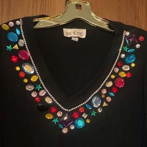 RARE Stunning! Vintage Jeweled T-shirt. 1980 1990